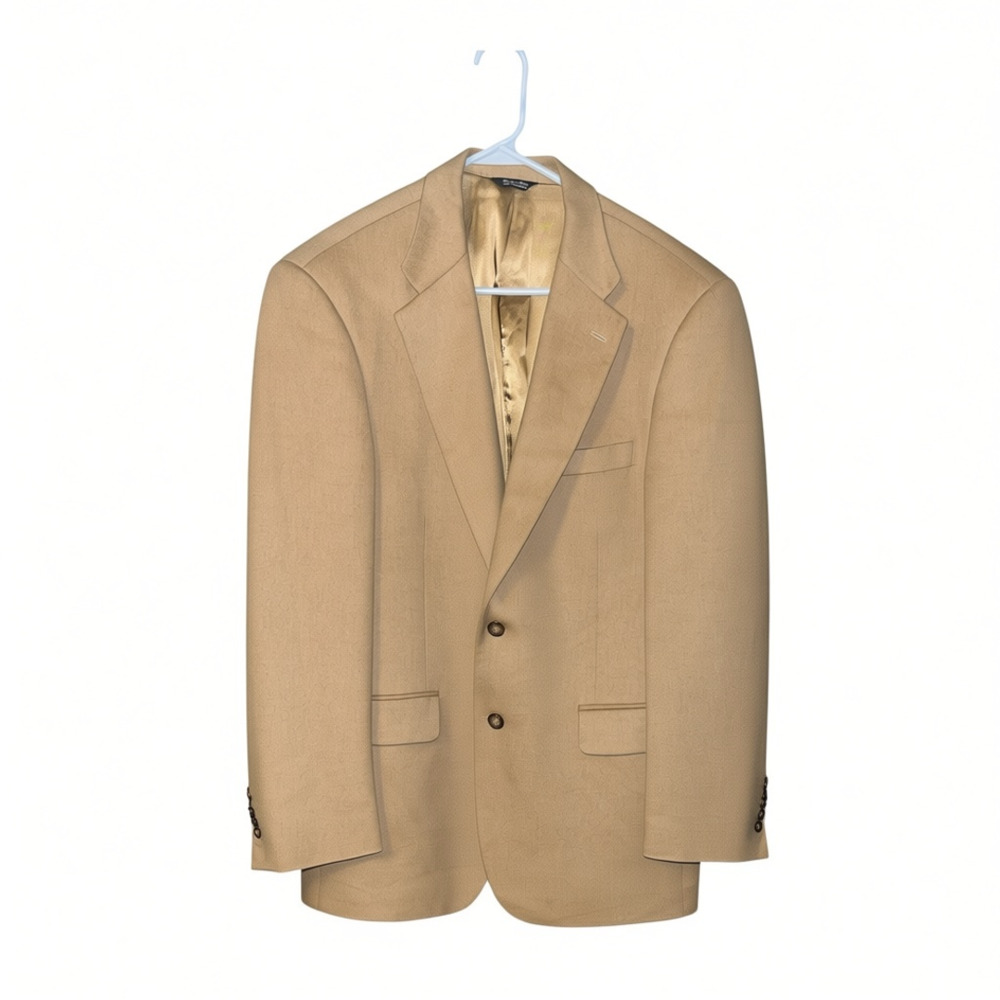 Bill Blass 100% Camel Hair Two Button Blazer Jacket Tan Size 42L
